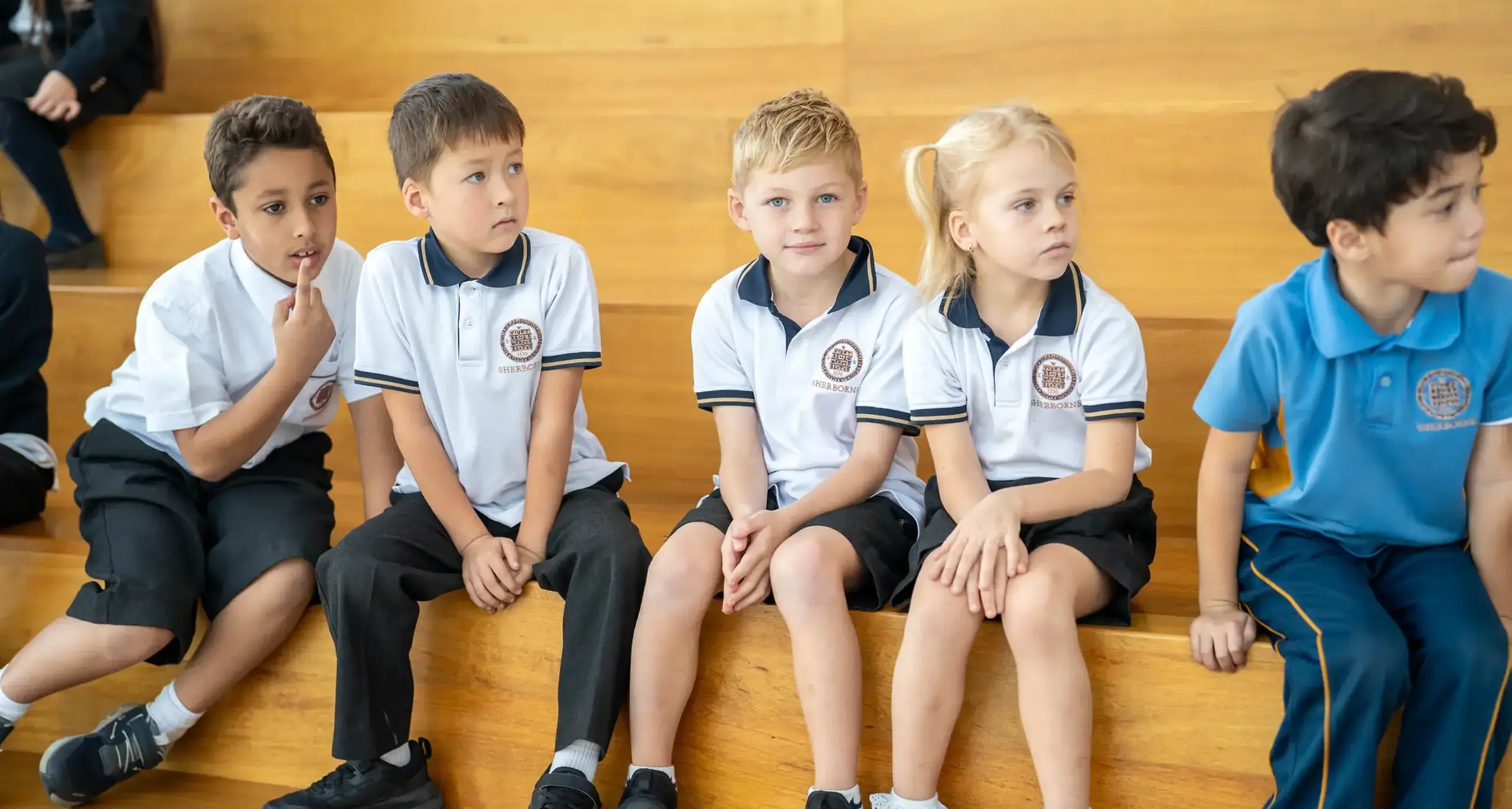 Sherborne School Jeddah students sitting in the gymnasium.