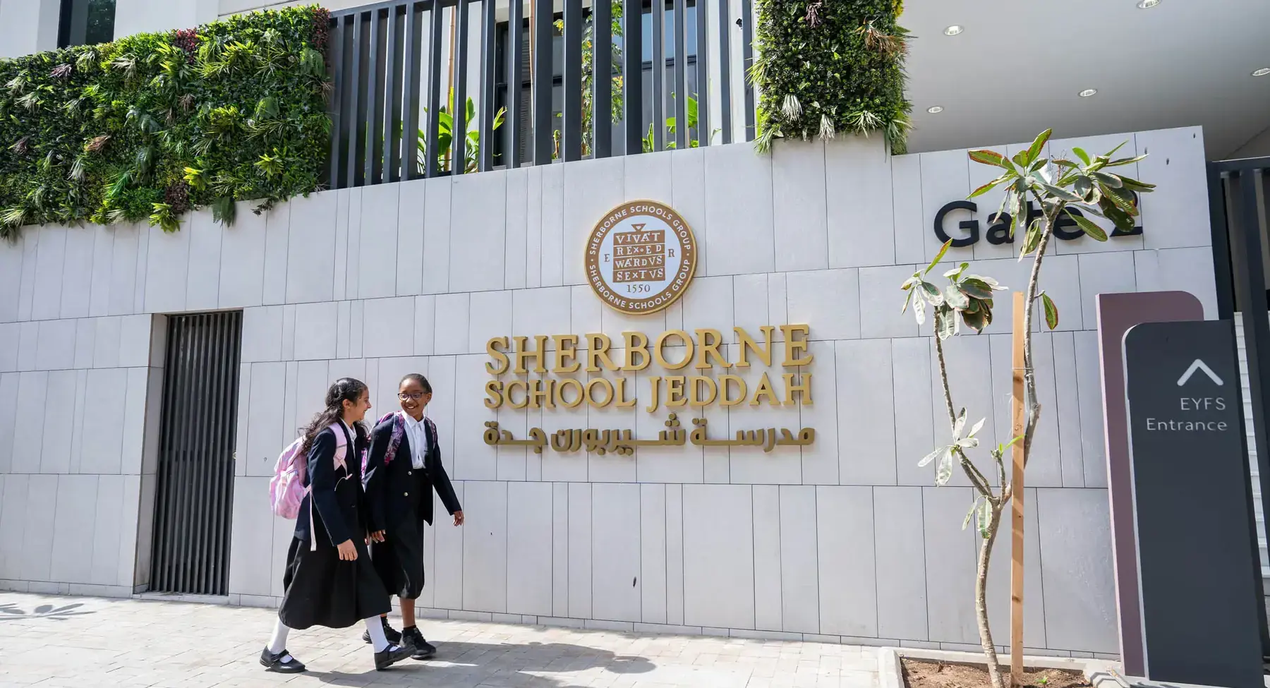 Sherborne School Jeddah students walking to school together.